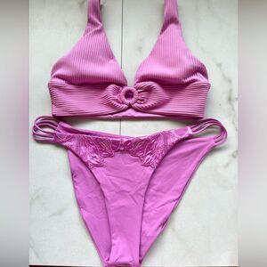 New l*space Anthropologie Fischer rosebud Claude Classic Embroidered Bikini